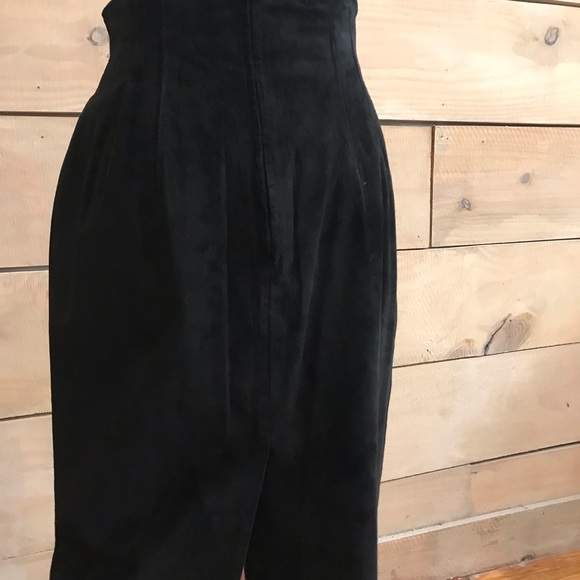 EVAN DAVIES black suede leather pencil skirt - Picture 4 of 4